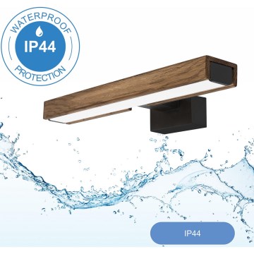 Brilagi - LED spejllampe til badeværelse WOODY MIRROR LED/8W/230V 40 cm IP44 eg valnød/sort