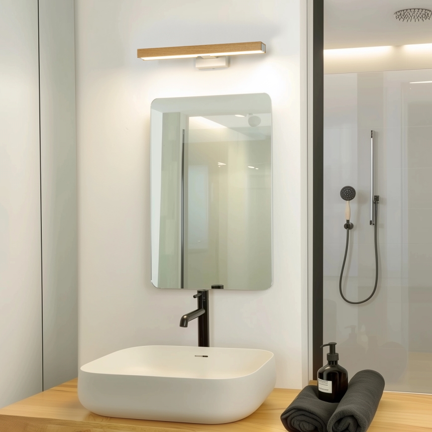 Brilagi - LED spejllampe til badeværelse WOODY MIRROR LED/8W/230V 40 cm IP44 eg/hvid