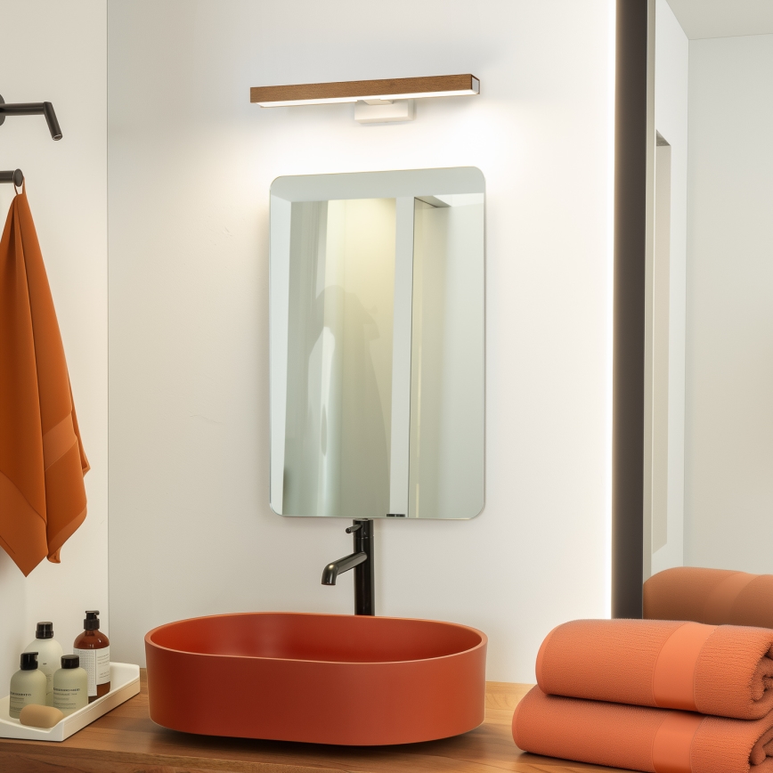 Brilagi - LED spejllampe til badeværelse WOODY MIRROR LED/8W/230V 40 cm IP44 eg kirsebær/hvid