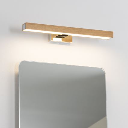 Brilagi - LED spejllampe til badeværelse WOODY MIRROR LED/8W/230V 40 cm IP44 eg/skinnende krom