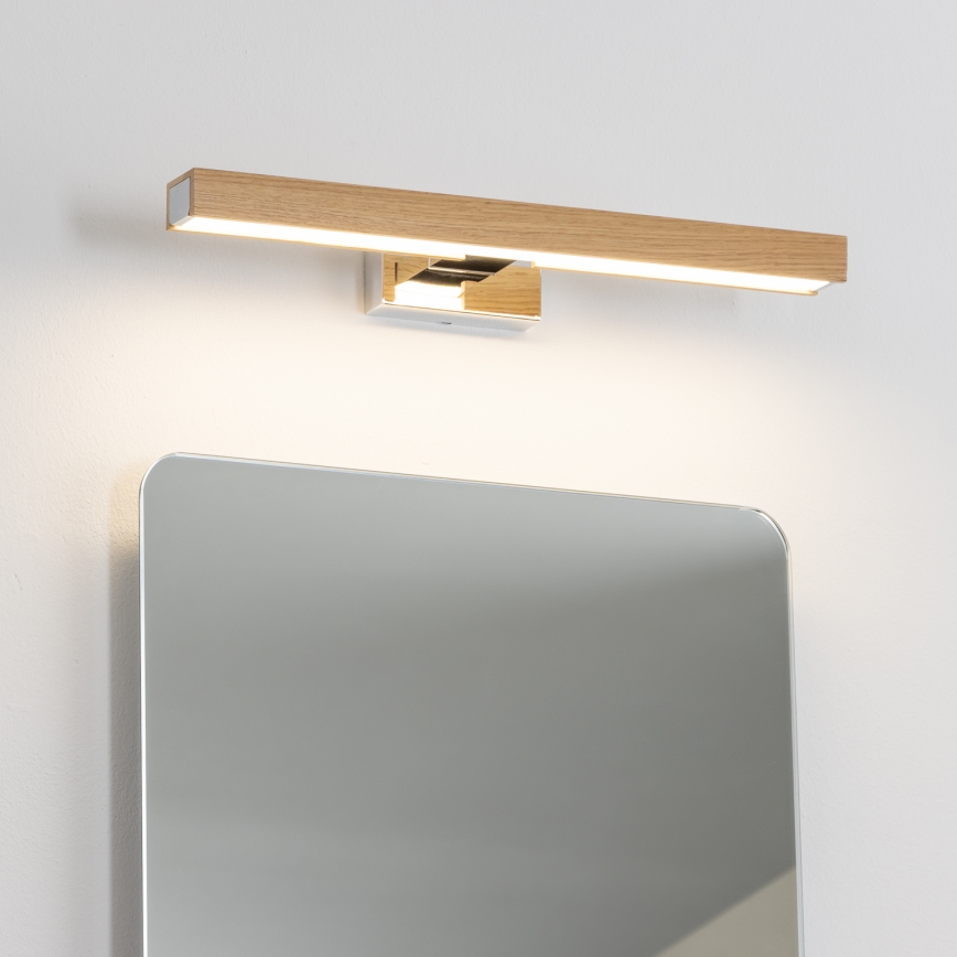 Brilagi - LED spejllampe til badeværelse WOODY MIRROR LED/8W/230V 40 cm IP44 eg/skinnende krom