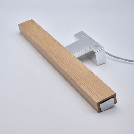 Brilagi - LED spejllampe til badeværelse WOODY MIRROR LED/8W/230V 40 cm IP44 eg/skinnende krom
