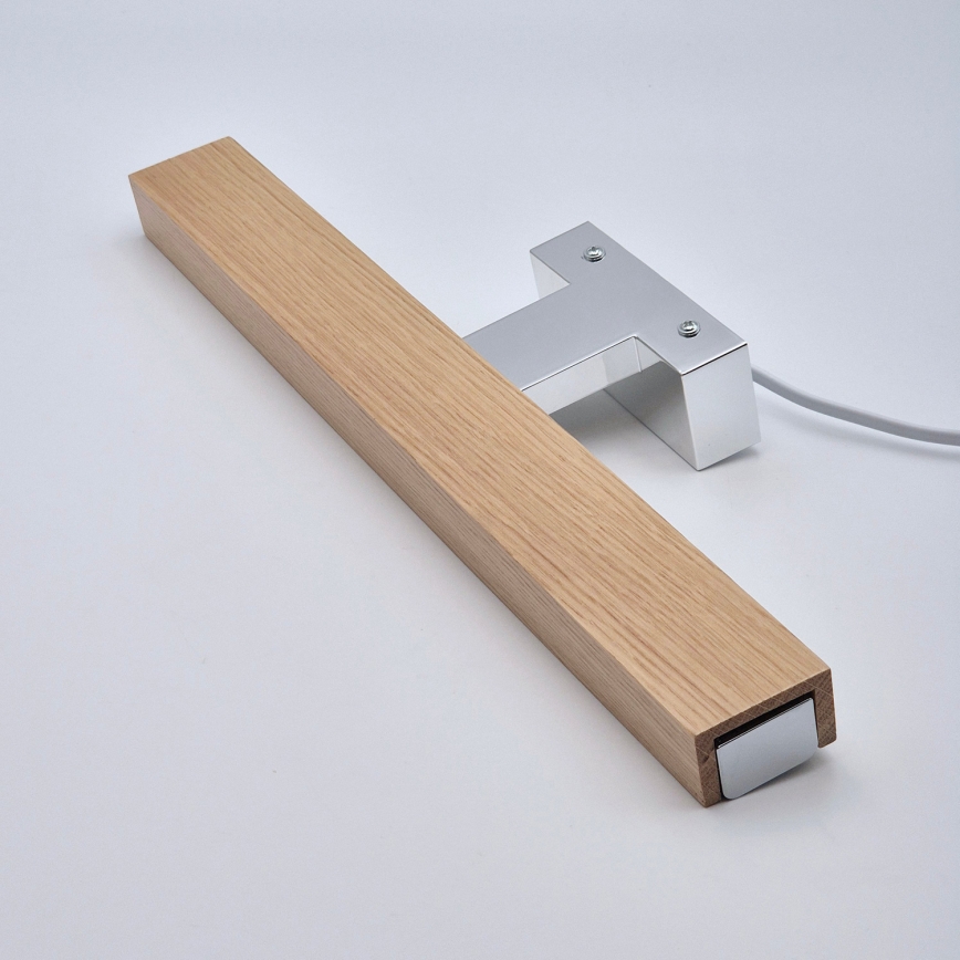Brilagi - LED spejllampe til badeværelse WOODY MIRROR LED/8W/230V 40 cm IP44 eg/skinnende krom