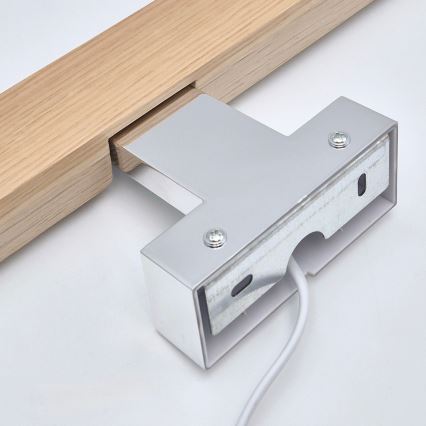 Brilagi - LED spejllampe til badeværelse WOODY MIRROR LED/8W/230V 40 cm IP44 eg/skinnende krom