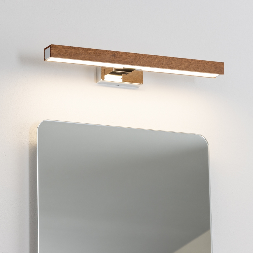 Brilagi - LED spejllampe til badeværelse WOODY MIRROR LED/8W/230V 40 cm IP44 eg kirsebær/skinnende krom