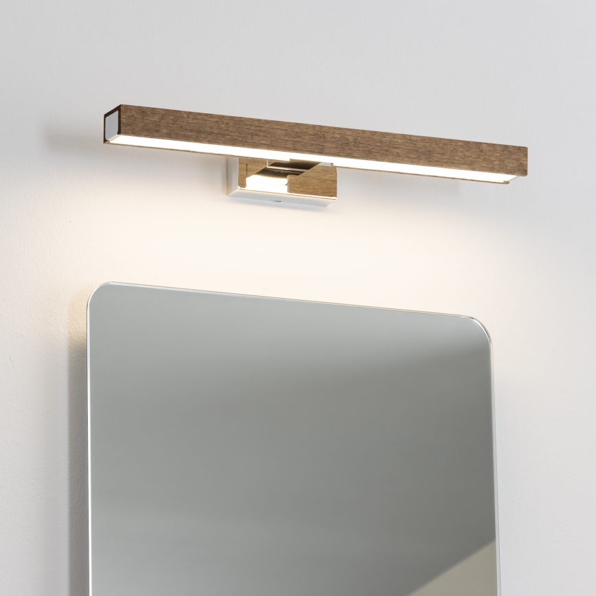 Brilagi - LED spejllampe til badeværelse WOODY MIRROR LED/8W/230V 40 cm IP44 eg/skinnende krom