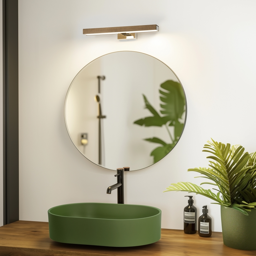 Brilagi - LED spejllampe til badeværelse WOODY MIRROR LED/8W/230V 40 cm IP44 eg/skinnende krom