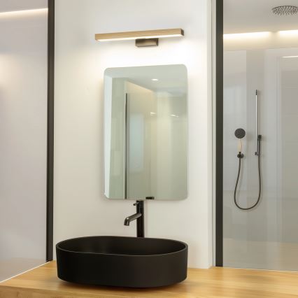 Brilagi - LED spejllampe til badeværelse WOODY MIRROR LED/8W/230V 40 cm IP44 eg/sort