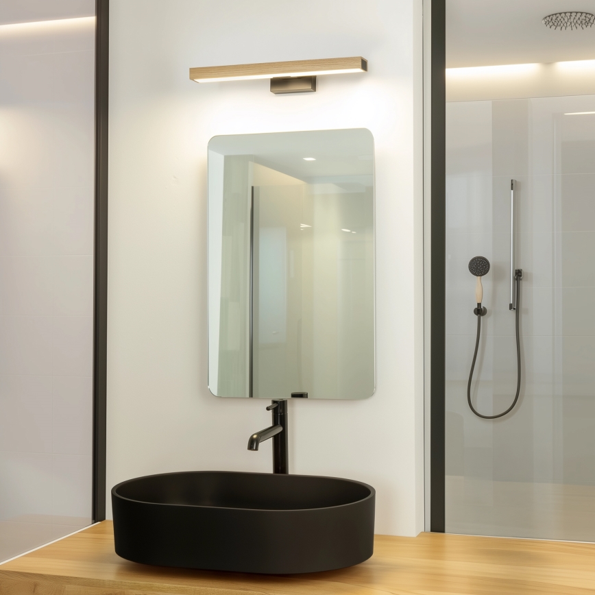 Brilagi - LED spejllampe til badeværelse WOODY MIRROR LED/8W/230V 40 cm IP44 eg/sort