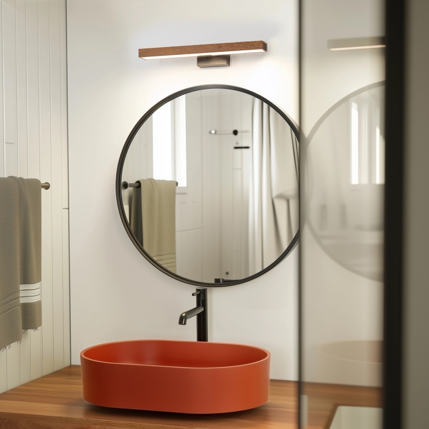 Brilagi - LED spejllampe til badeværelse WOODY MIRROR LED/8W/230V 40 cm IP44 eg kirsebær/sort
