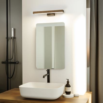 Brilagi - LED spejllampe til badeværelse WOODY MIRROR LED/8W/230V 40 cm IP44 eg valnød/sort