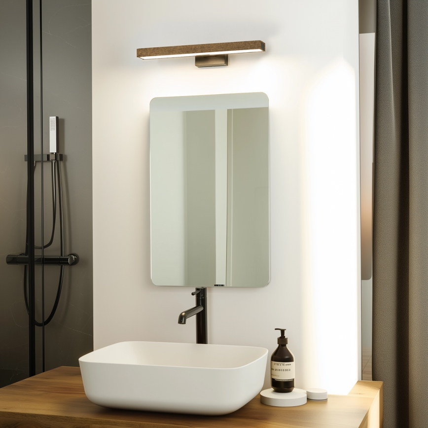 Brilagi - LED spejllampe til badeværelse WOODY MIRROR LED/8W/230V 40 cm IP44 eg valnød/sort