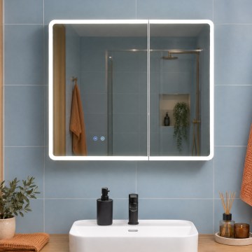 BRILAGI - LED-spejlskab til badeværelset med baggrundsbelysning NOTO DOUBLE 78x65 cm