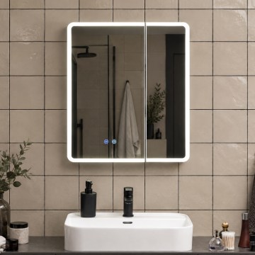 BRILAGI - LED-spejlskab til badeværelset med indbygget belysning NOTO DOUBLE 60x65 cm