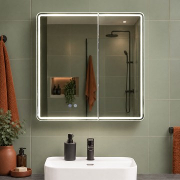 BRILAGI - LED-spejlskab til badeværelset med integreret belysning NOTO DOUBLE 77x70 cm