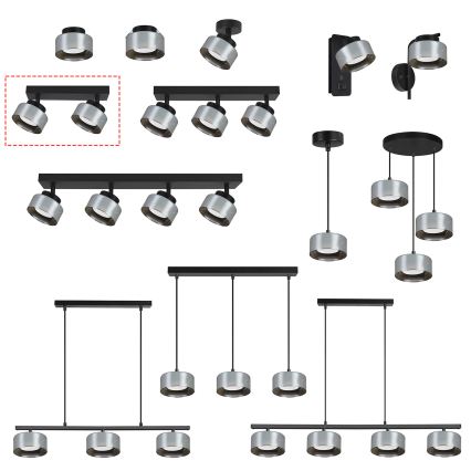 Brilagi - LED Spotarmatur AURA LUX 2xGX53/30W/230V sort/røget