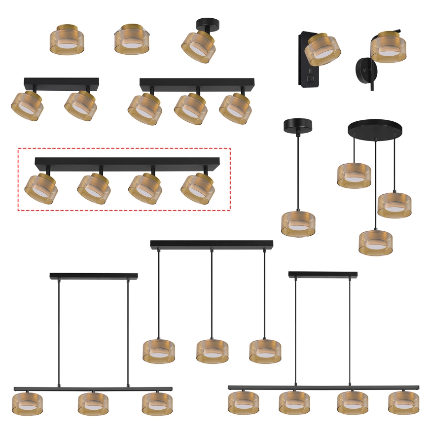 Brilagi - LED Spotarmatur AURA LUX 4xGX53/30W/230V sort/guld