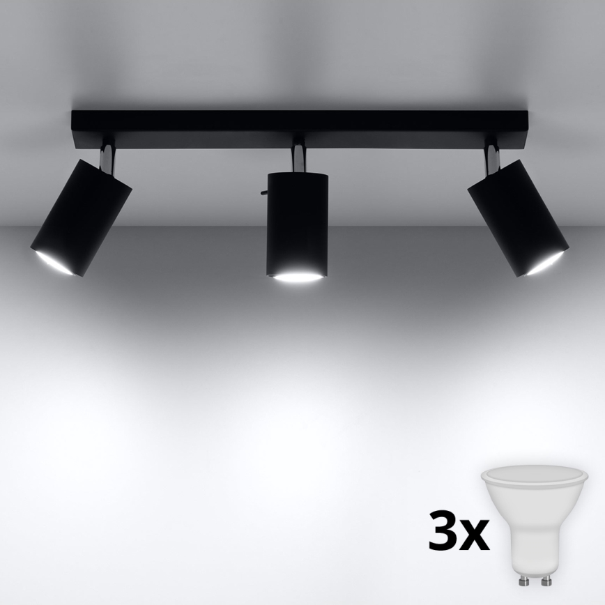 Brilagi -  LED spotlampe ASMUS 3xGU10/7W/230V sort