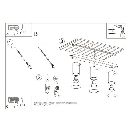 Brilagi -  LED spotlampe ASMUS 3xGU10/7W/230V sort