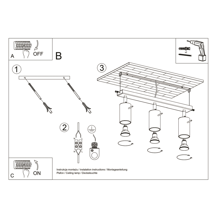 Brilagi -  LED spotlampe ASMUS 3xGU10/7W/230V sort