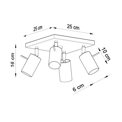 Brilagi -  LED spotlampe ASMUS 4xGU10/7W/230V sort