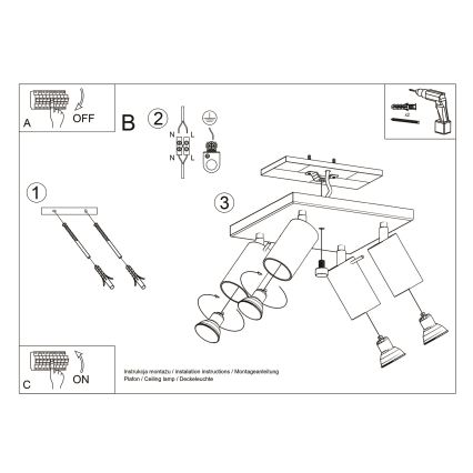 Brilagi -  LED spotlampe ASMUS 4xGU10/7W/230V sort