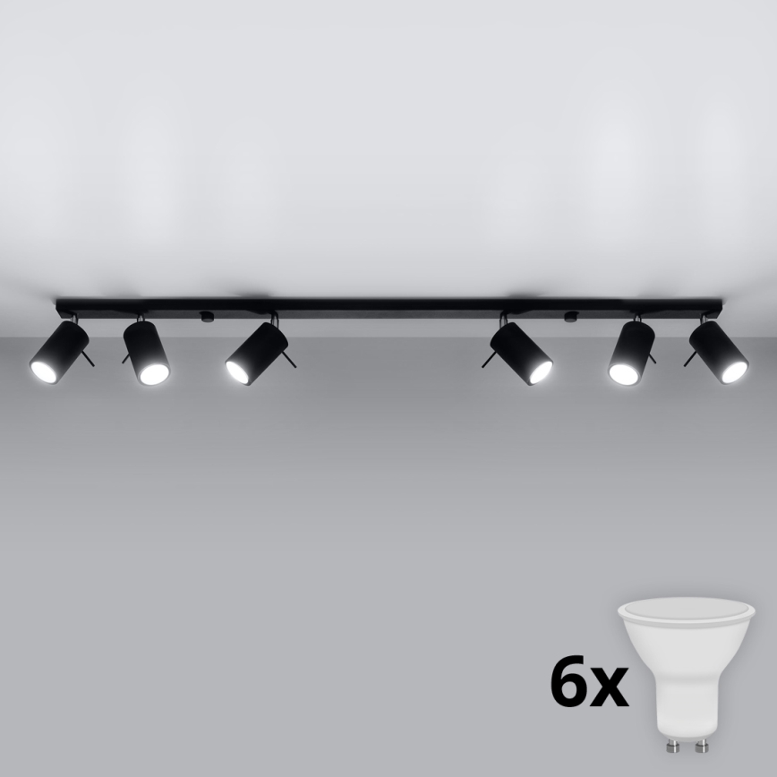 Brilagi -  LED spotlampe ASMUS 6xGU10/7W/230V sort