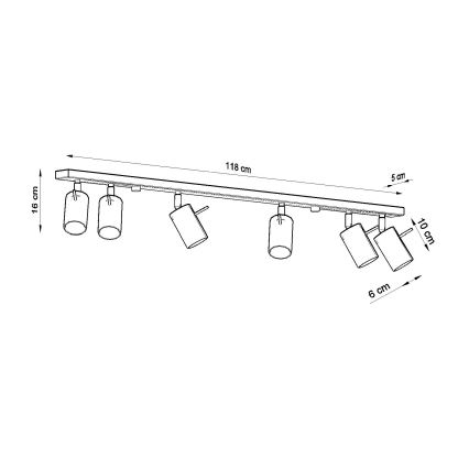 Brilagi -  LED spotlampe ASMUS 6xGU10/7W/230V sort