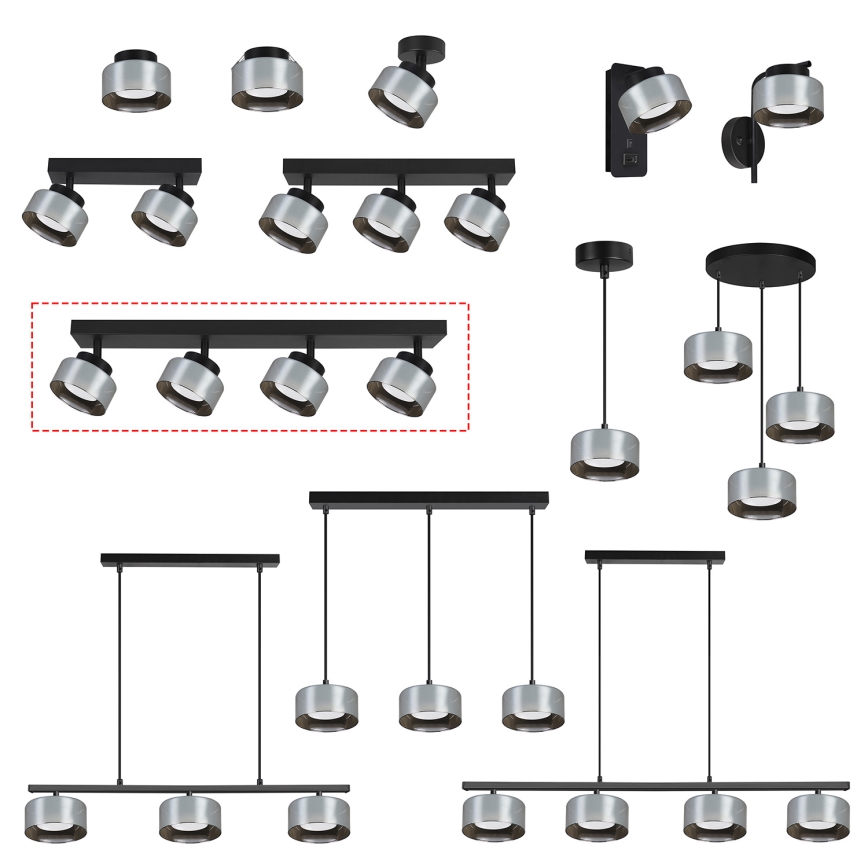 Brilagi - LED spotlampe AURA LUX 4xGX53/30W/230V sort/røgfarvet