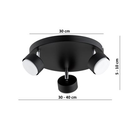 Brilagi - LED spotlampe MONO 3xGX53/30W/230V sort