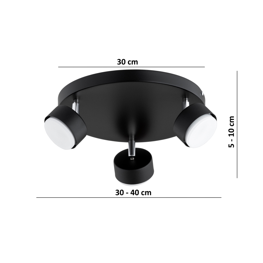 Brilagi - LED spotlampe MONO 3xGX53/30W/230V sort