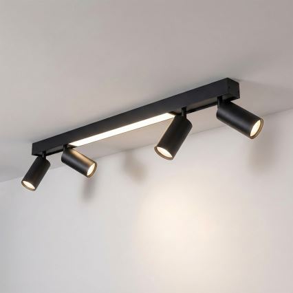 Brilagi - LED spotlampe SELE 4xGU10/30W/230V + LED/20W sort