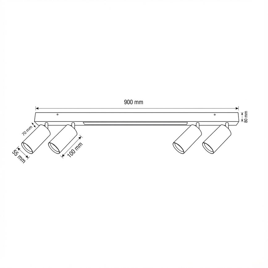 Brilagi - LED spotlampe SELE 4xGU10/30W/230V + LED/20W sort
