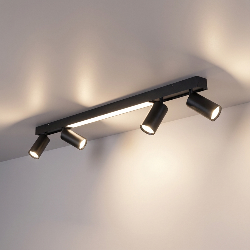 Brilagi - LED spotlampe SELE 4xGU10/30W/230V + LED/25W sort