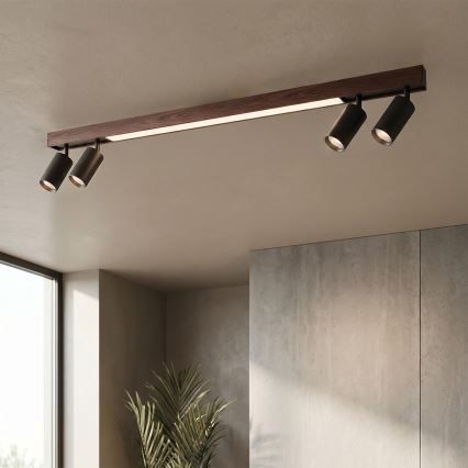 BRILAGI - LED-spotlampe SELE 4xGU10/30W/230V + LED/25W sort/kirsebærdekor