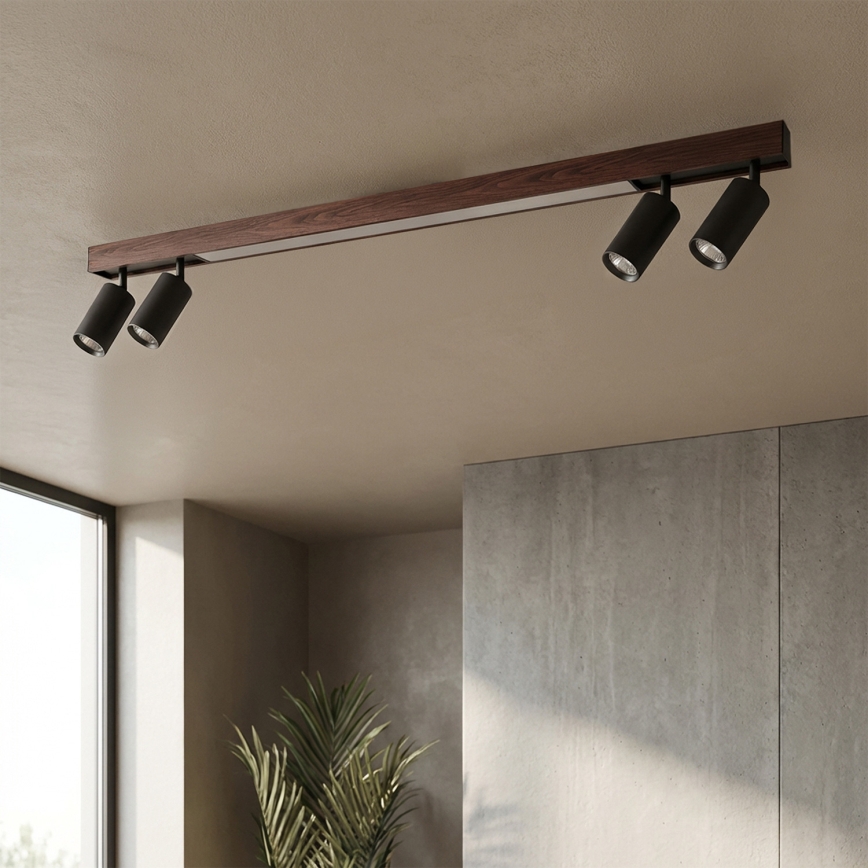 BRILAGI - LED-spotlampe SELE 4xGU10/30W/230V + LED/25W sort/kirsebærdekor