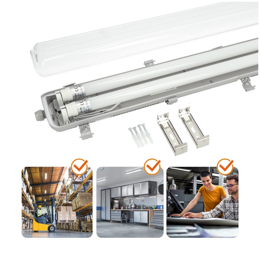 BRILAGI - LED teknisk støvtæt lysstofrørsarmatur OPTIMA T8 2xG13/18W/230V 6500K IP65 128 cm