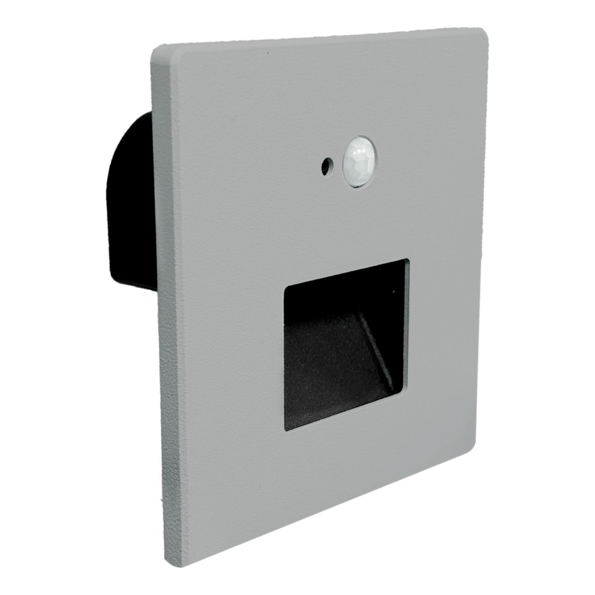 Brilagi - LED trappearmatur med bevægelses- og skumringssensor JACK LED/3W/230V 3000/4000/6500K IP65 grå