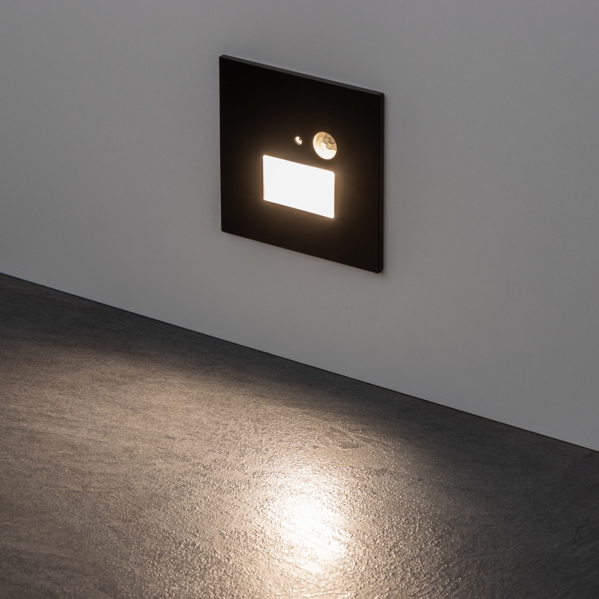 Brilagi - LED trappearmatur med bevægelses- og skumringsensor JACK LED/1,5W/230V 3000/4000/6500K sort