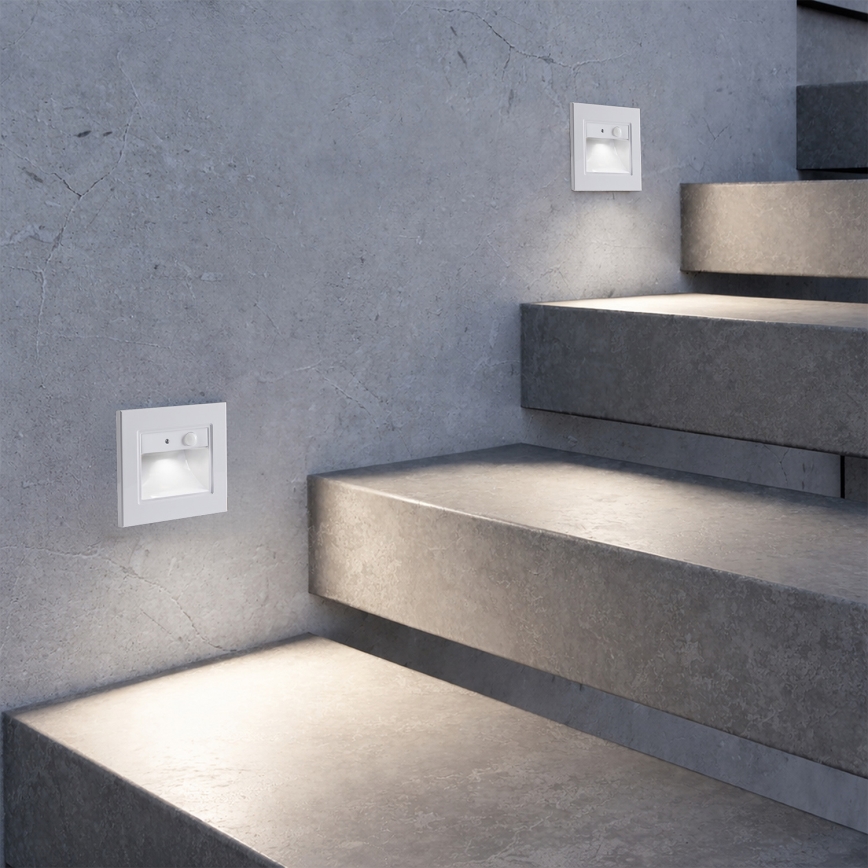Brilagi - LED trappearmatur med sensor STEP LIGHT LED/1,5W/230V IP44 hvid