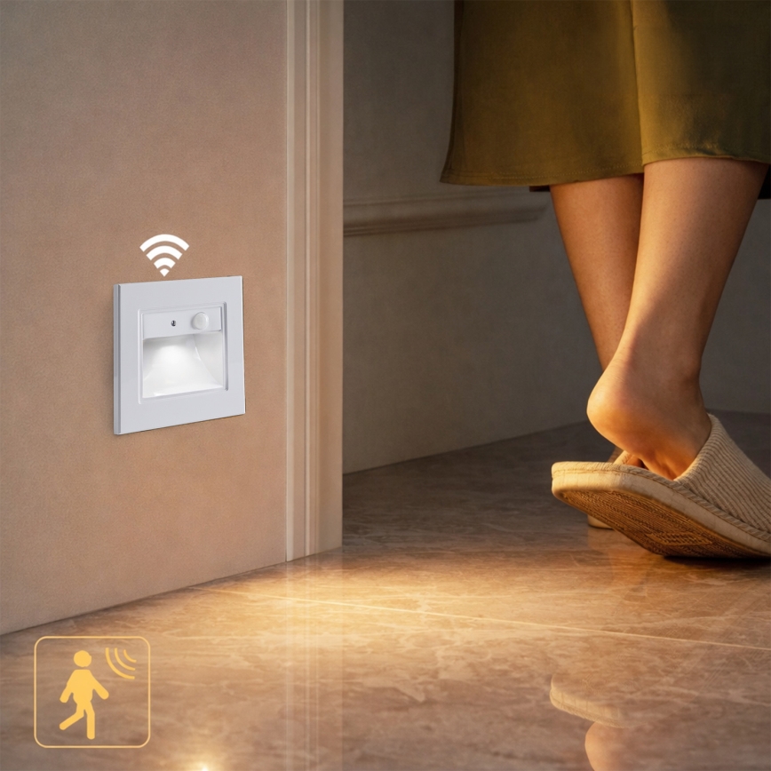 Brilagi - LED trappearmatur med sensor STEP LIGHT LED/1,5W/230V IP44 hvid