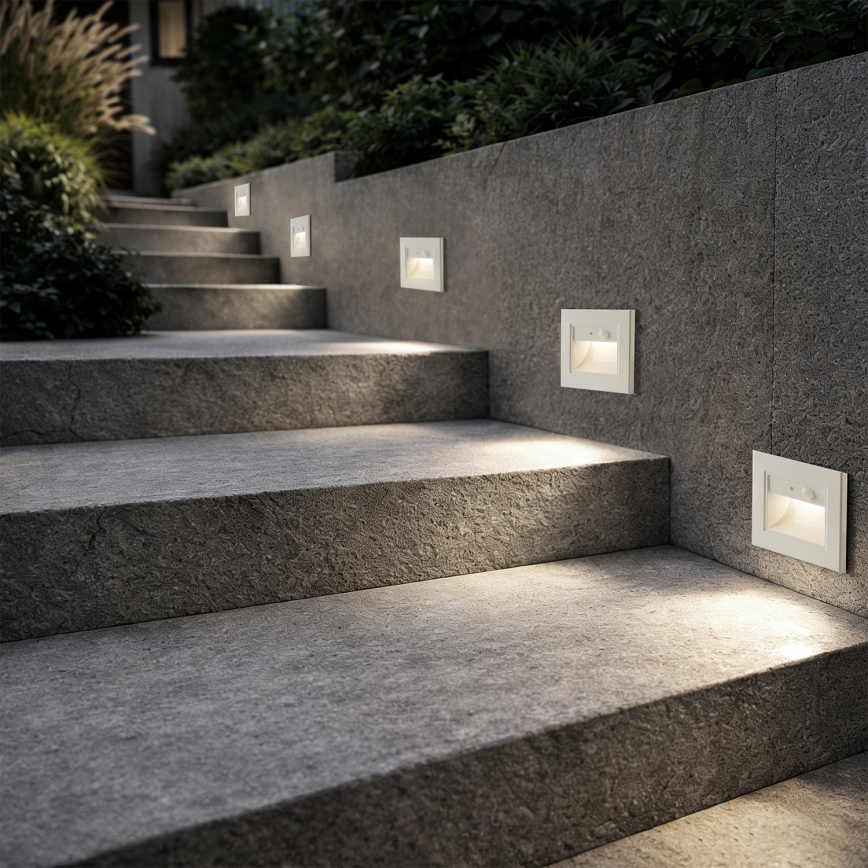 Brilagi - LED trappearmatur med sensor STEP LIGHT LED/1,5W/230V IP44 hvid