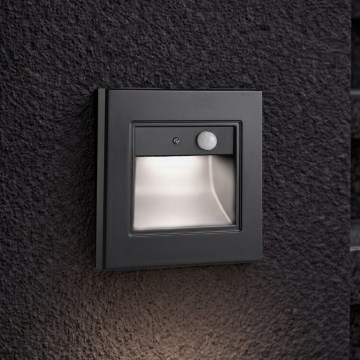 Brilagi - LED trappearmatur med sensor STEP LIGHT LED/1,5W/230V IP44 sort