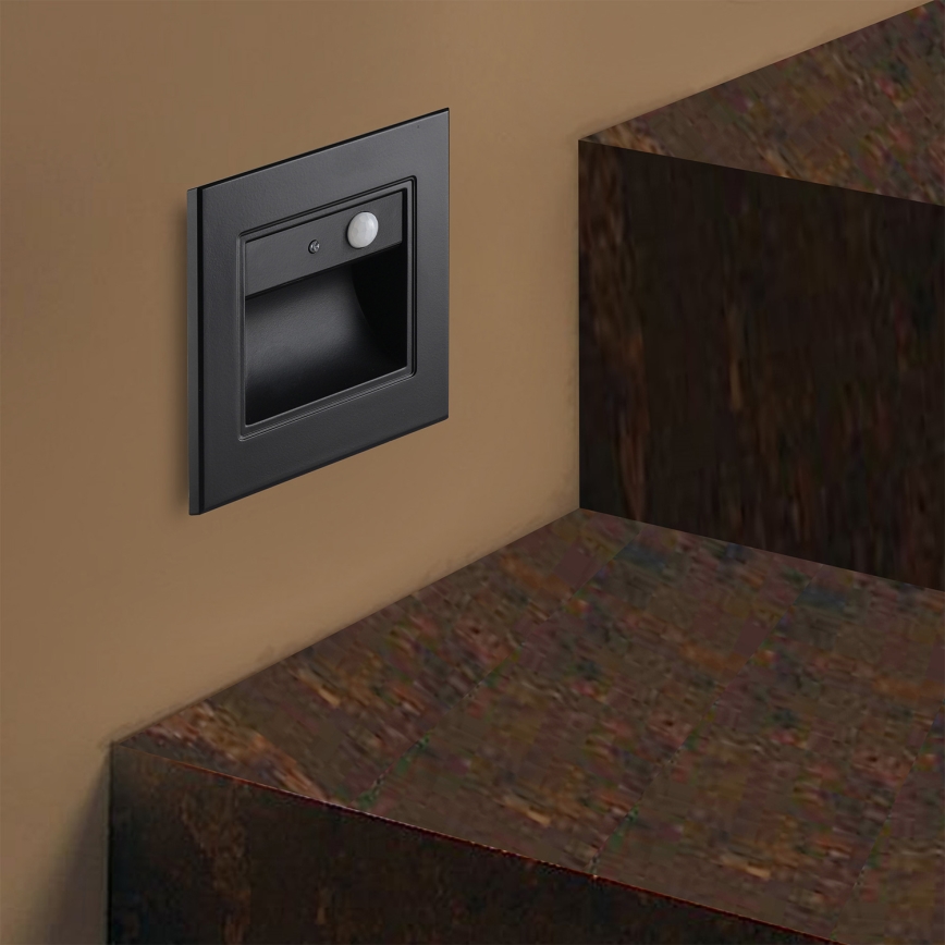 Brilagi - LED trappearmatur med sensor STEP LIGHT LED/1,5W/230V IP44 sort