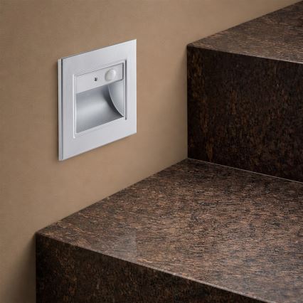 Brilagi - LED trappearmatur med sensor STEP LIGHT LED/1,5W/230V IP44 sølv