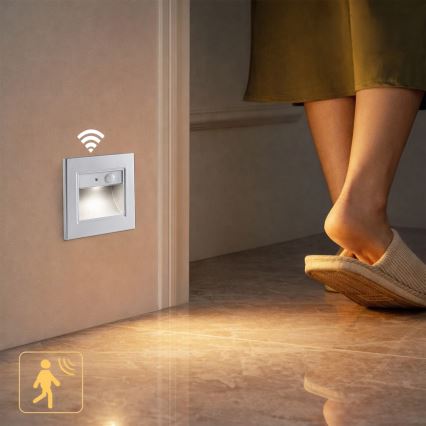 Brilagi - LED trappearmatur med sensor STEP LIGHT LED/1,5W/230V IP44 sølv