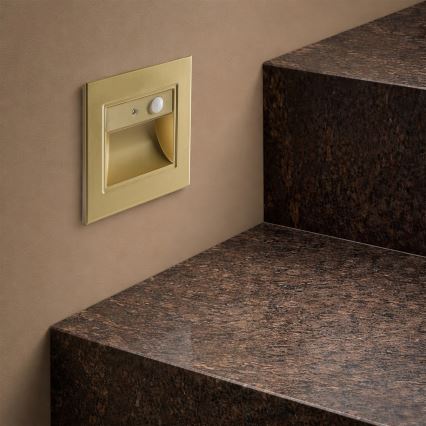 Brilagi - LED trappebelysning med sensor STEP LIGHT LED/1,5W/230V IP44 guldfarvet