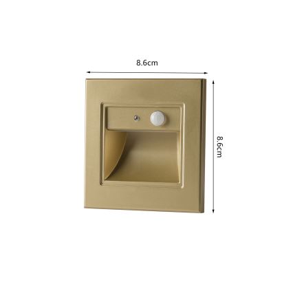 Brilagi - LED trappebelysning med sensor STEP LIGHT LED/1,5W/230V IP44 guldfarvet