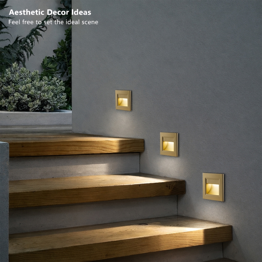 Brilagi - LED trappelampe STEP LIGHT LED/1,5W/230V IP44 guld