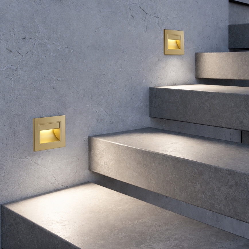 Brilagi - LED trappelampe STEP LIGHT LED/1,5W/230V IP44 guld